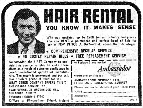 Hair rental ad 1973